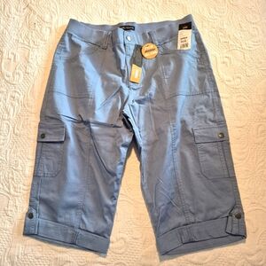 Lee women's size 14 light blue relaxed fit capri skimmer pants NWT